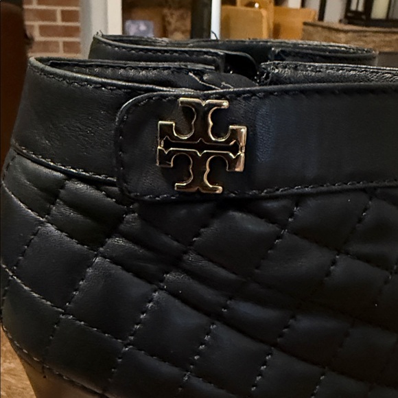Tory Burch Leila Leather Quilted Wedge Booties 8 - Picture 4 of 9